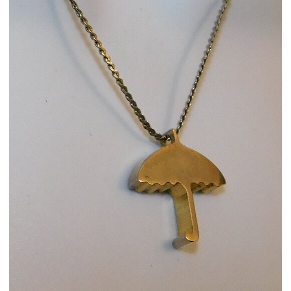 Quirky Umbrella Pendant Silver Tone Necklace - Picture 3 of 4